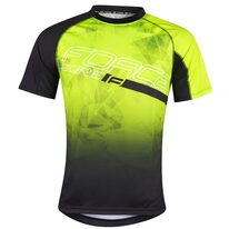 Marškinėliai FORCE MTB Core, (fluorescenciniai/juodi) XL