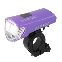 Priekinis žibintas FORCE Extra USB 1LED (violetinis)